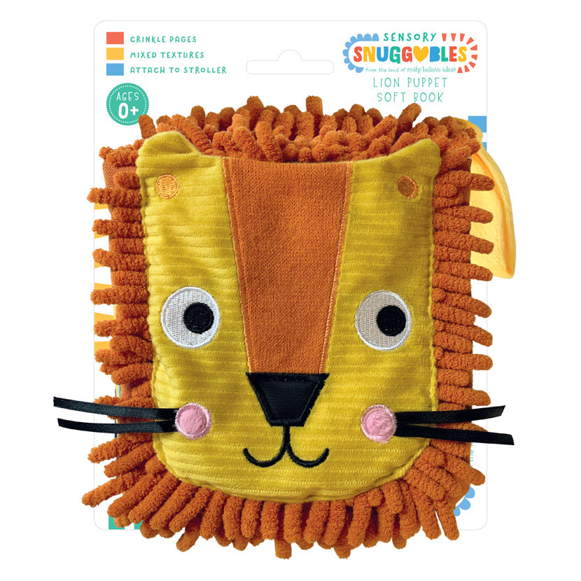 Product image 1 of Sensory Snuggables Roar! Hand-Puppet Cloth Book, a cloth book for ages 0+, by Make Believe Ideas.