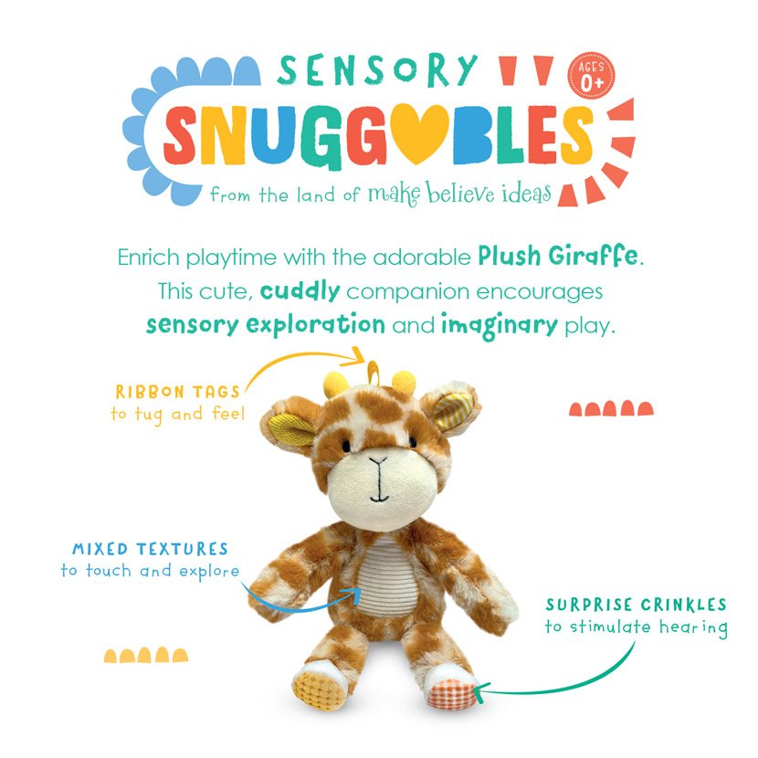Product image 2 of Sensory Snuggables Small Plush Giraffe, a plush toy for ages 0+, by Make Believe Ideas.