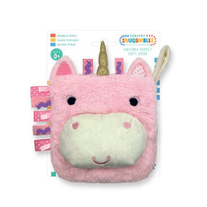 Product image 1 of Sensory Snuggables Unicorn Puppet Soft Book, a cloth book for ages 0+, by Make Believe Ideas.