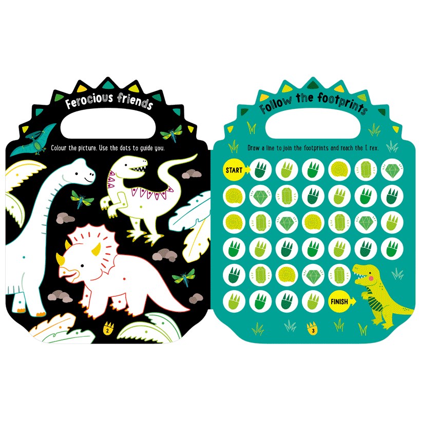 Product image 2 of Shiny Stickers My Green and Scaly Dinosaur Activity Book, a sticker activity book for ages 4+, by Make Believe Ideas.
