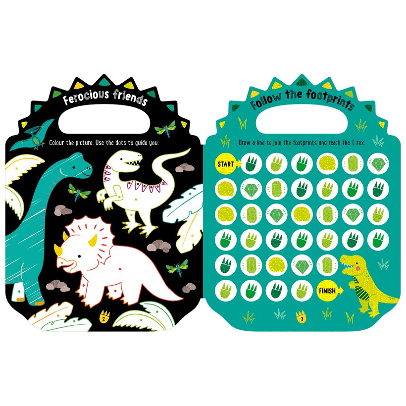 Product image 3 of Shiny Stickers My Green and Scaly Dinosaur Activity Book, a sticker activity book for ages 4+, by Make Believe Ideas.