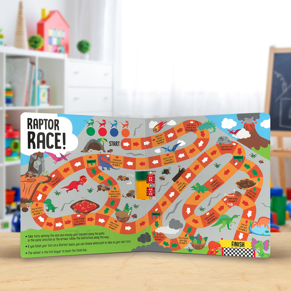 Product image 3 of Spin and Play Dinosaur Games, a board book for ages 5+, by Make Believe Ideas.