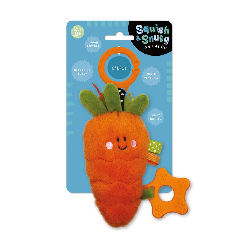 Product image 1 of Squish and Snugg On The Go Carrot, a plush toy for ages 0+, by Make Believe Ideas.