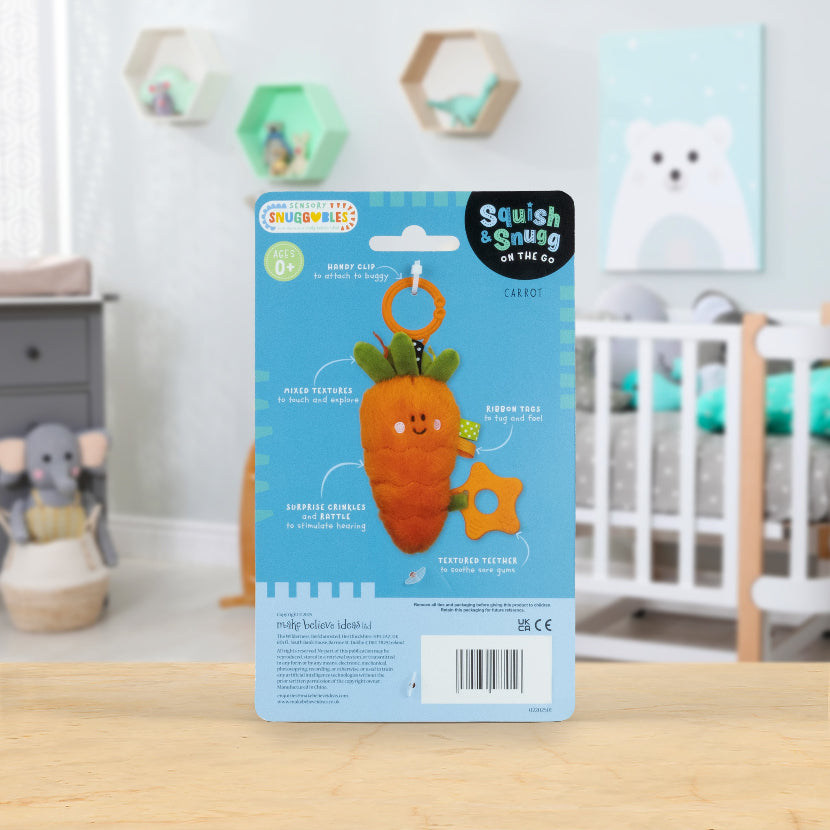 Product image 3 of Squish and Snugg On The Go Carrot, a plush toy for ages 0+, by Make Believe Ideas.