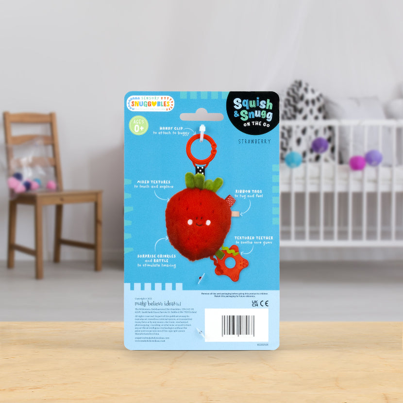 Product image 3 of Squish and Snugg On The Go Strawberry, a plush toy for ages 0+, by Make Believe Ideas.