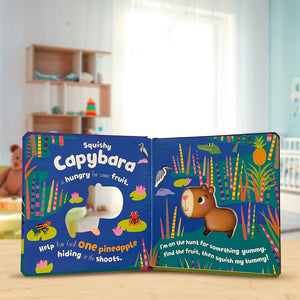 Product image 3 of Squish 'n' Squeeze Capybara!, a board book for ages 3+, by Make Believe Ideas.