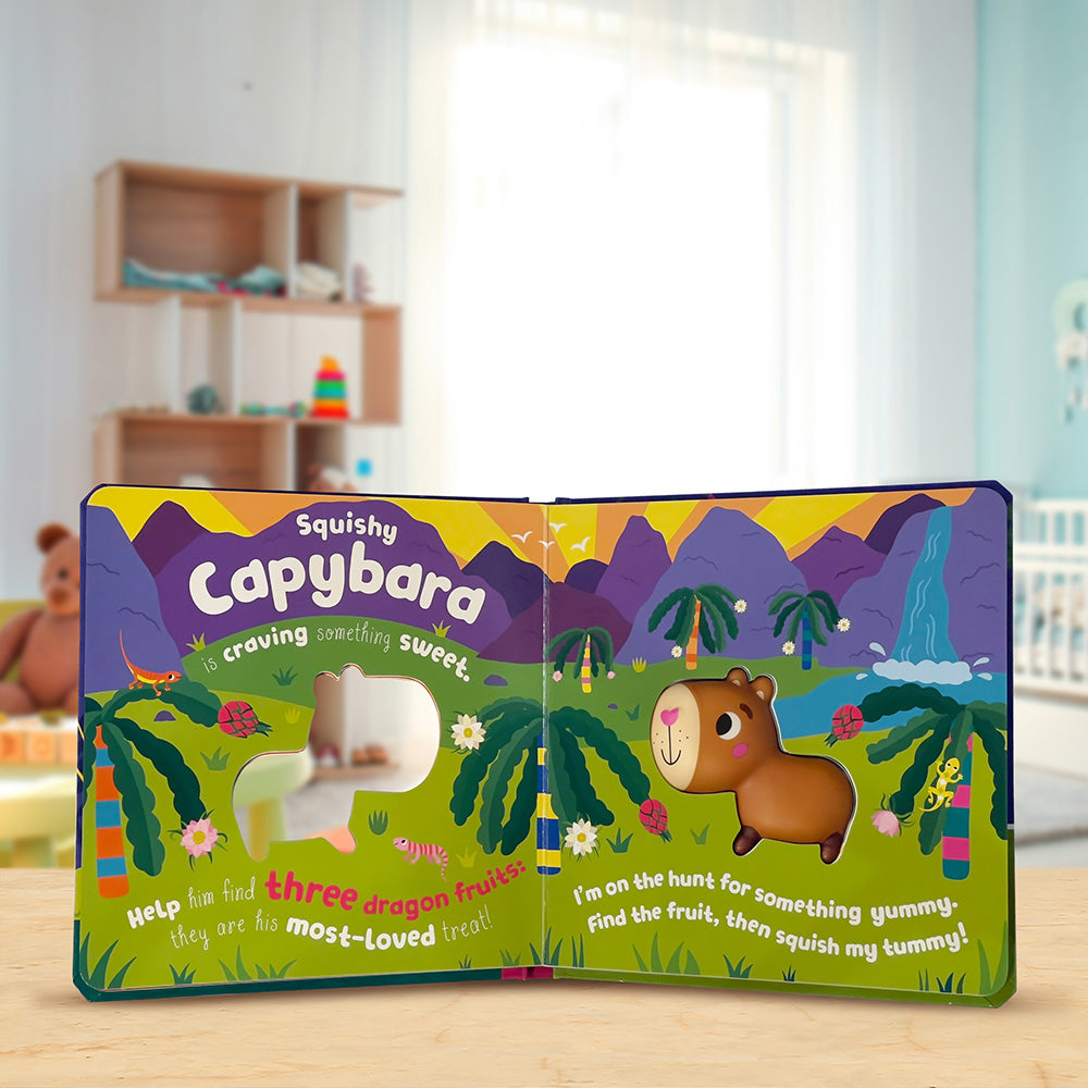 Product image 4 of Squish 'n' Squeeze Capybara!, a board book for ages 3+, by Make Believe Ideas.