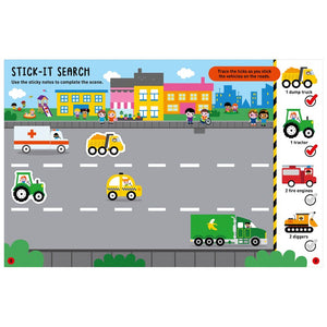 Product image 4 of Sticky Notes Things That Go Activity Book, a sticker activity book for ages 3+, by Make Believe Ideas.