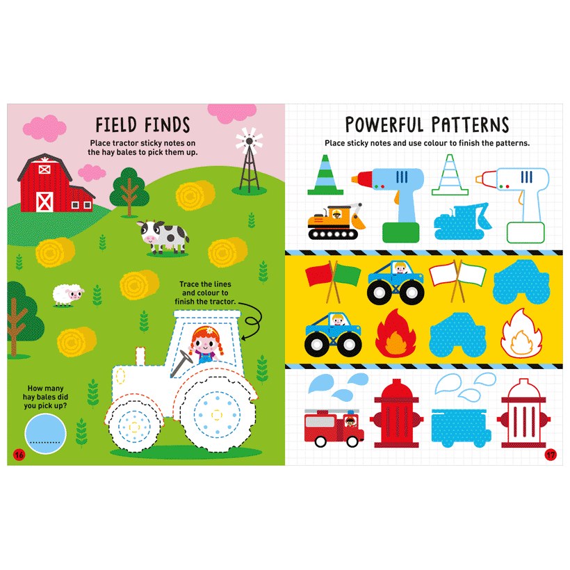 Product image 6 of Sticky Notes Things That Go Activity Book, a sticker activity book for ages 3+, by Make Believe Ideas.