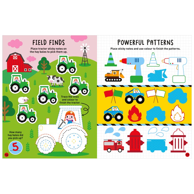 Product image 7 of Sticky Notes Things That Go Activity Book, a sticker activity book for ages 3+, by Make Believe Ideas.