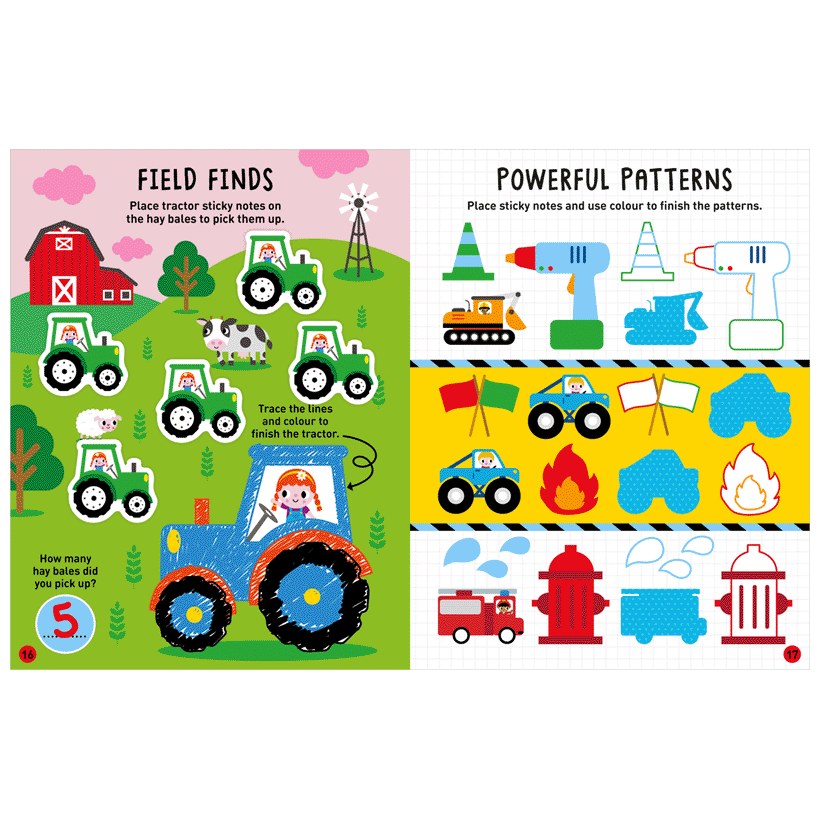 Product image 8 of Sticky Notes Things That Go Activity Book, a sticker activity book for ages 3+, by Make Believe Ideas.