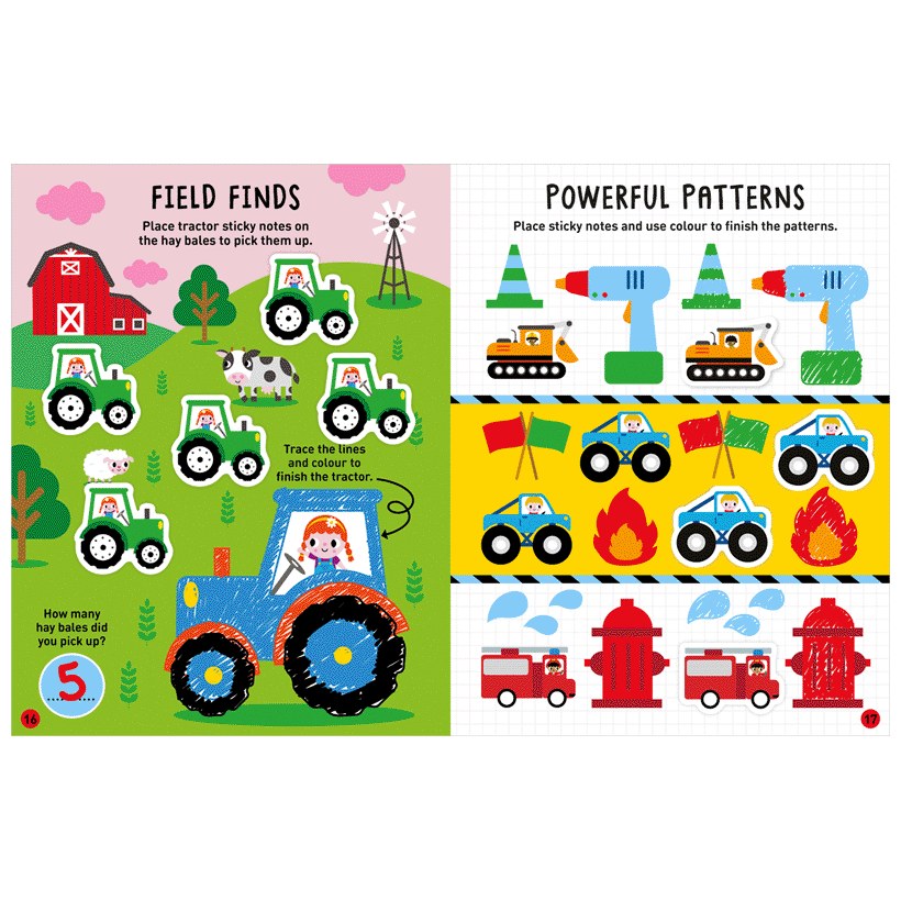 Product image 10 of Sticky Notes Things That Go Activity Book, a sticker activity book for ages 3+, by Make Believe Ideas.