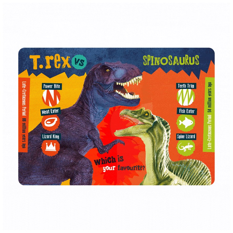 Product image 15 of T. rex vs Spinosaurus, a board book for ages 0+, by Make Believe Ideas.