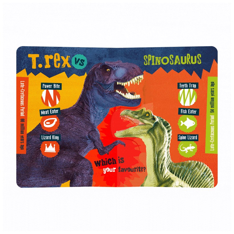 Product image 16 of T. rex vs Spinosaurus, a board book for ages 0+, by Make Believe Ideas.