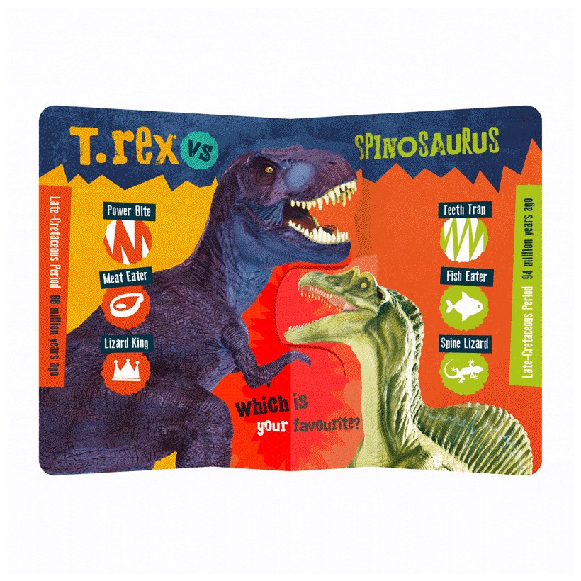 Product image 18 of T. rex vs Spinosaurus, a board book for ages 0+, by Make Believe Ideas.