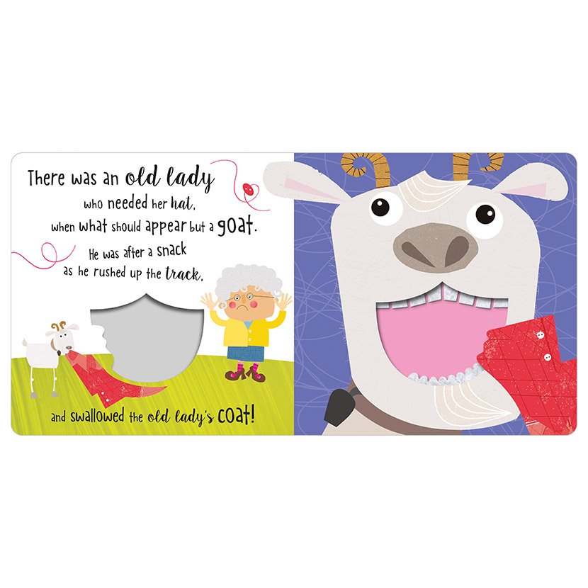 Product image 3 of There Was an Old Lady Who Swallowed a Fly, a board book for ages 0+, by Make Believe Ideas.