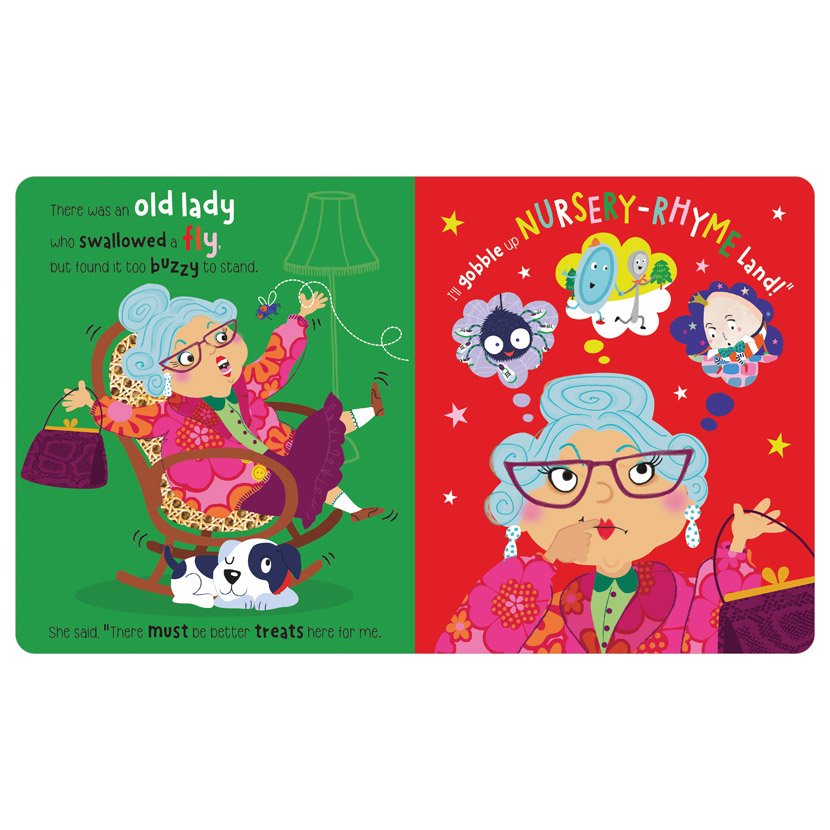 Product image 3 of There was an Old Lady Who Swallowed a Fly, a board book for ages 0+, by Make Believe Ideas.