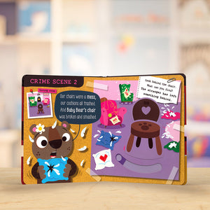 Product image 5 of True Crime Fairy Tales Goldilocks and the Three Bears, a board book for ages 0+, by Make Believe Ideas.