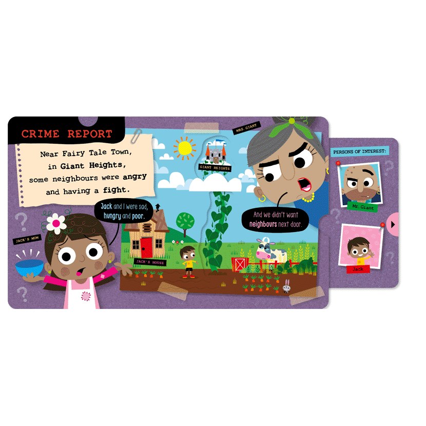 Product image 7 of True Crime Fairy Tales Jack and the Beanstalk, a board book for ages 0+, by Make Believe Ideas.