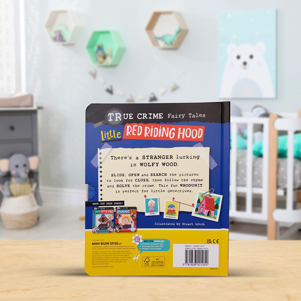 Product image 6 of True Crime Fairy Tales Little Red Riding Hood, a board book for ages 0+, by Make Believe Ideas.