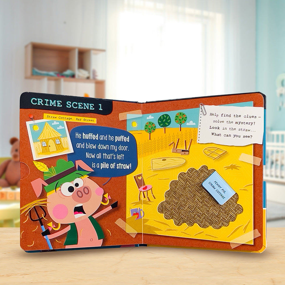 Product image 4 of True Crime Fairy Tales The Three Little Pigs, a board book for ages 0+, by Make Believe Ideas.
