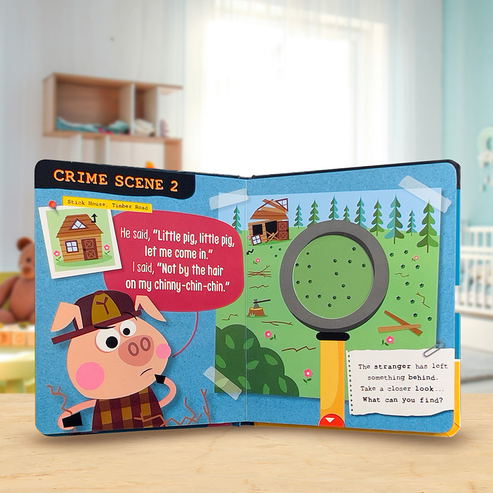 Product image 5 of True Crime Fairy Tales The Three Little Pigs, a board book for ages 0+, by Make Believe Ideas.