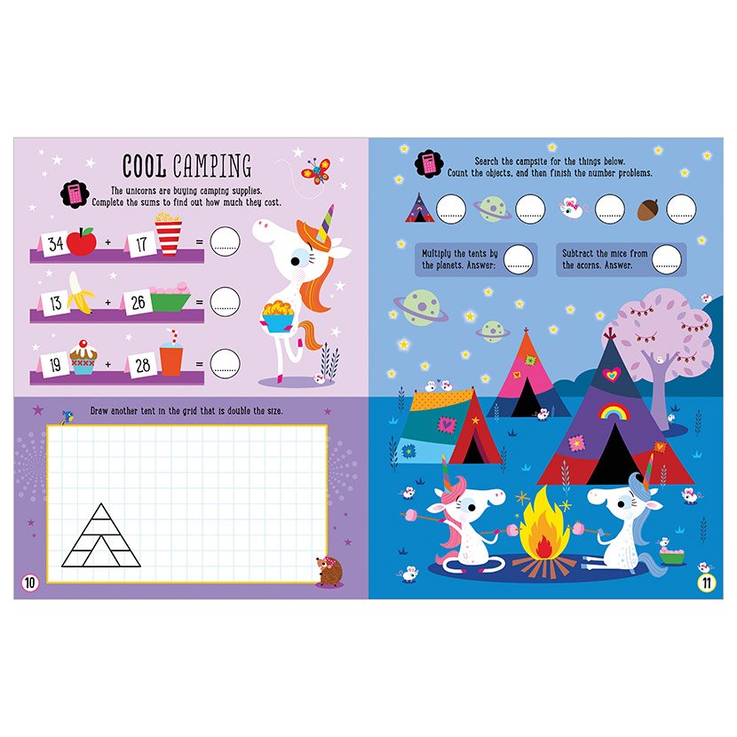 Product image 2 of Unicorn Maths Missions, a sticker activity book for ages 5+, by Make Believe Ideas.