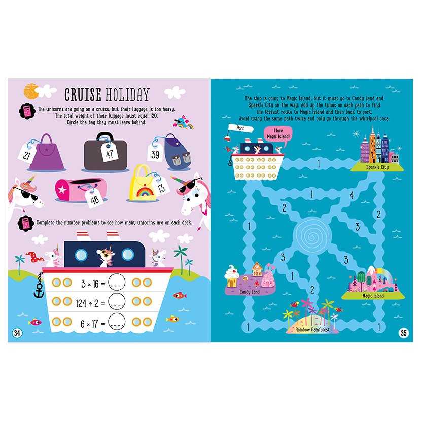 Product image 3 of Unicorn Maths Missions, a sticker activity book for ages 5+, by Make Believe Ideas.