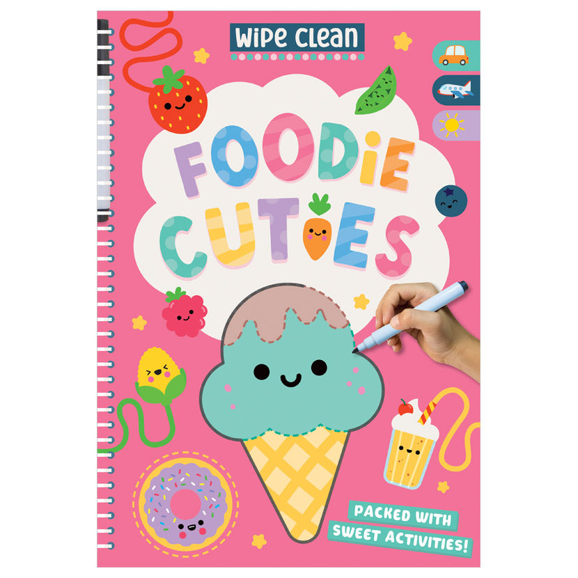 Product image 1 of Wipe Clean: Foodie Cuties, a sticker activity book for ages 4+, by Make Believe Ideas.