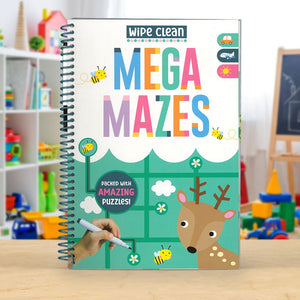 Product image 2 of Wipe Clean: Mega Mazes, a sticker activity book for ages 4+, by Make Believe Ideas.