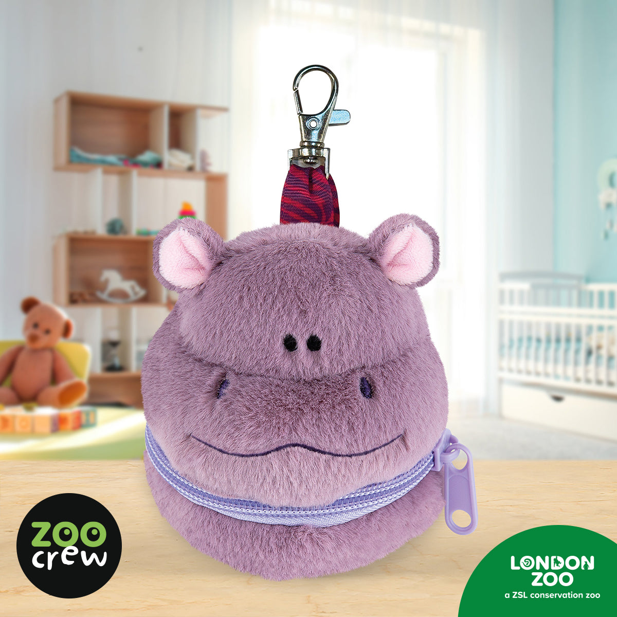 Product image 2 of Zippazoo Bag Buddy Pygmy Hippo, a stationery item for ages 3+, by Make Believe Ideas.