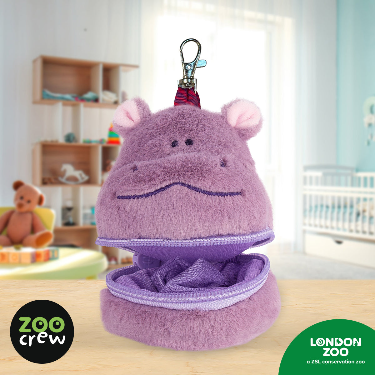 Product image 3 of Zippazoo Bag Buddy Pygmy Hippo, a stationery item for ages 3+, by Make Believe Ideas.